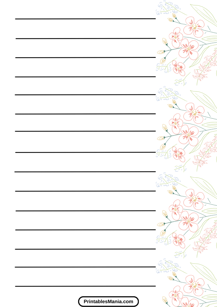 printable lined paper with border pdf