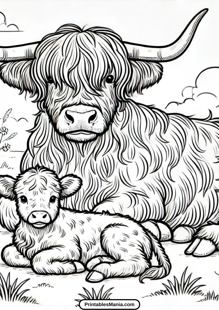 Highland Cow Coloring Page Printables Mania
