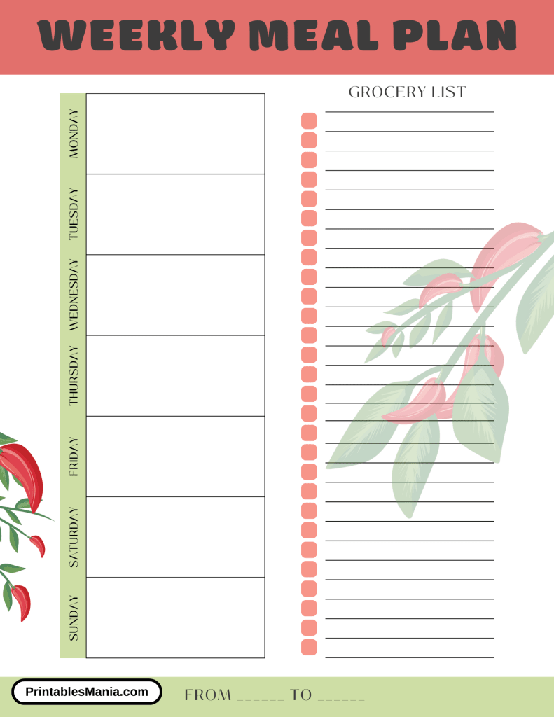 free printable meal planner PDF for families