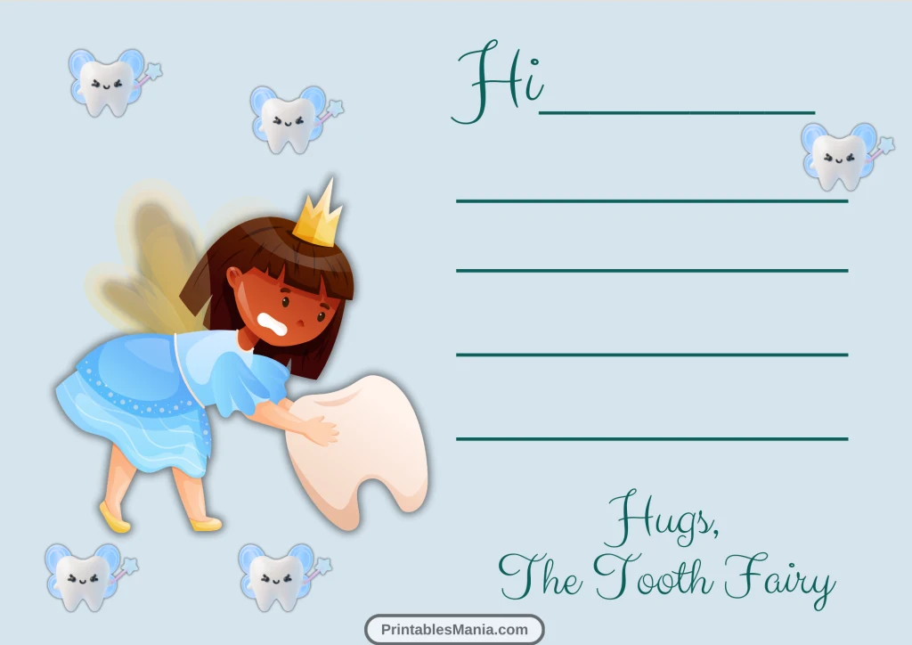 colorful printable tooth fairy note