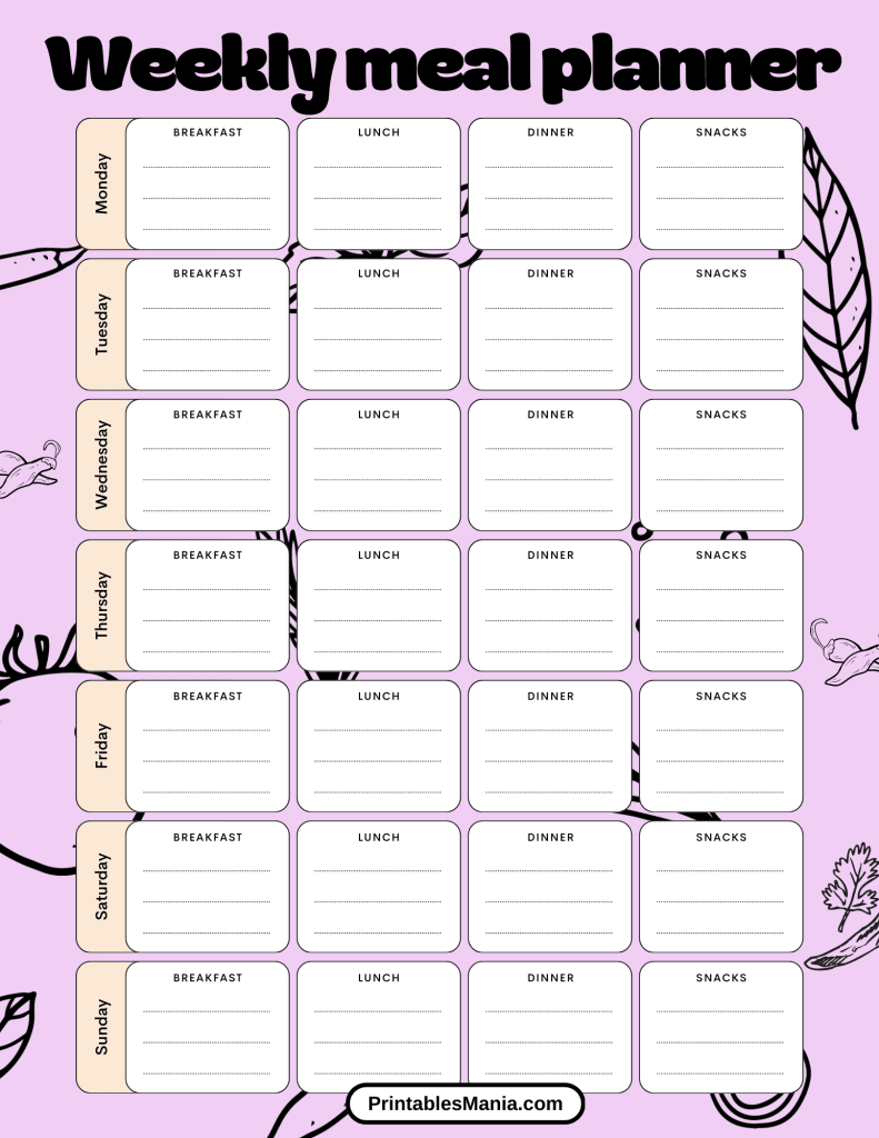 meal planning PDF for healthy eating