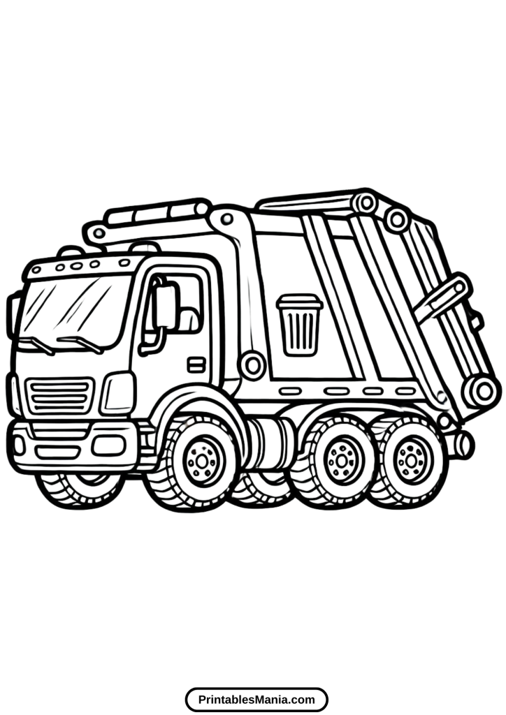 trash truck coloring page printable