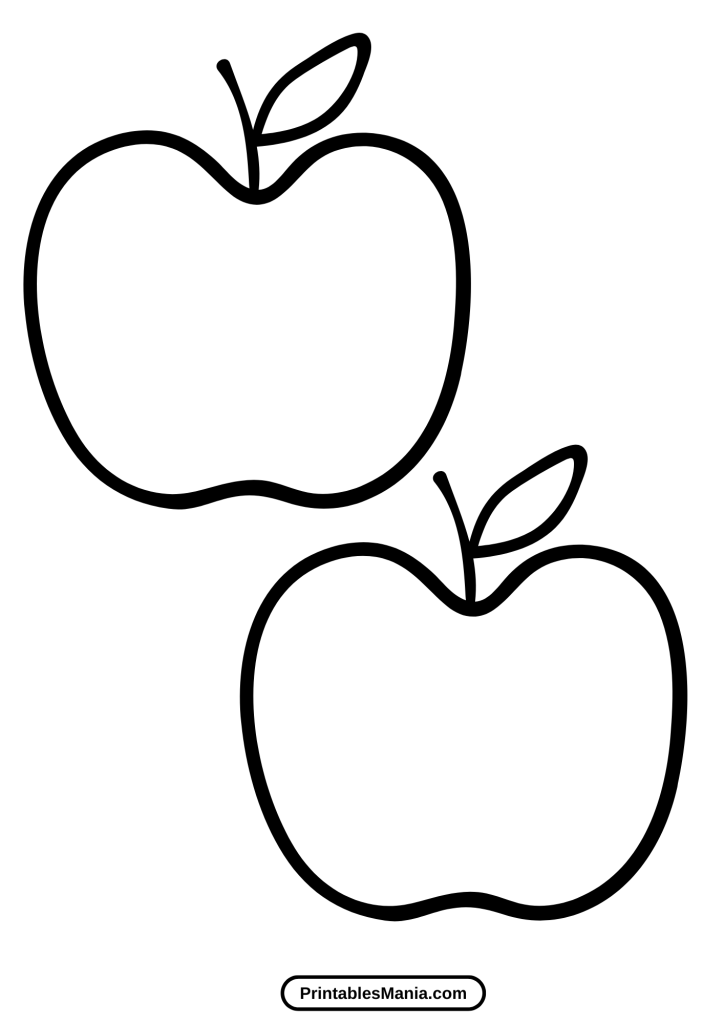 kids' apple template printable coloring sheet