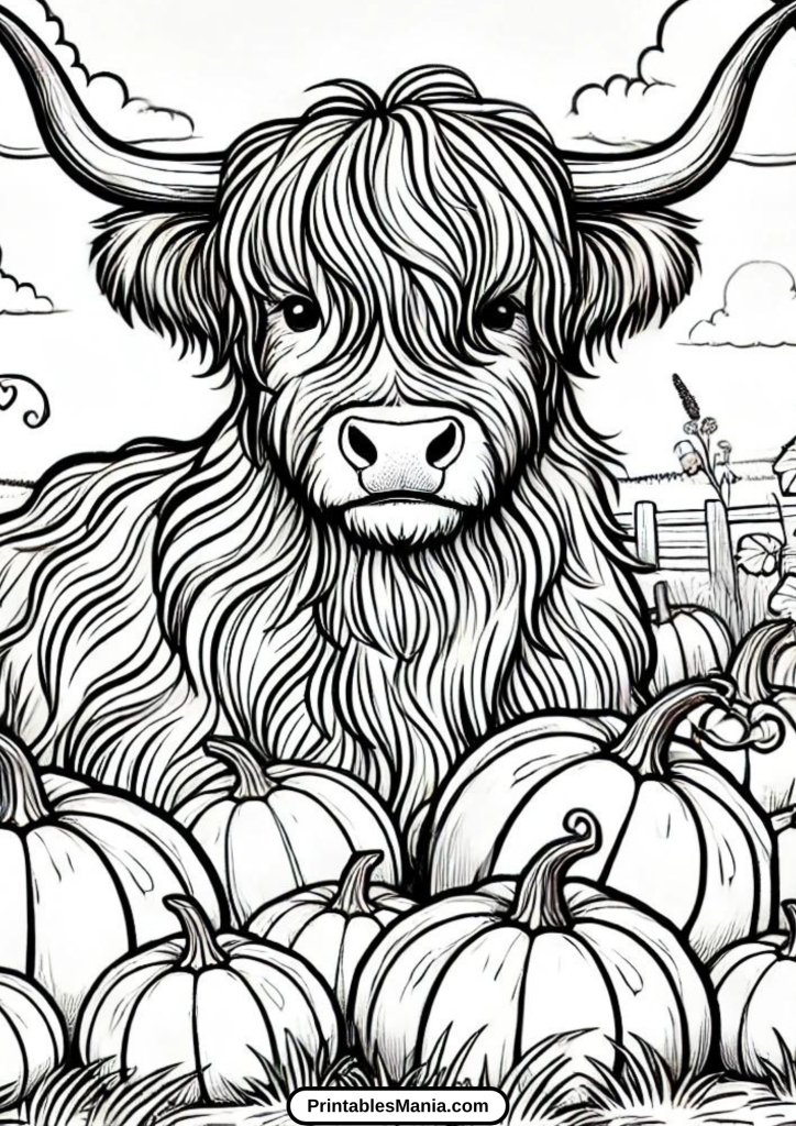 printable highland cow art for coloring