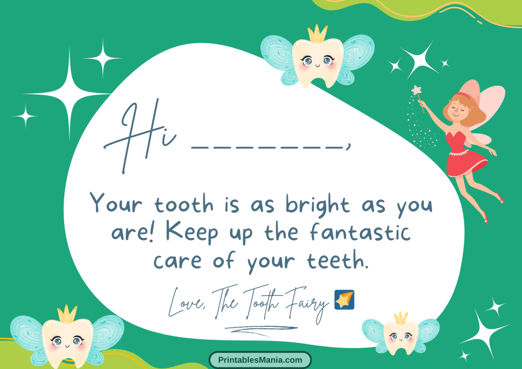 charming tooth fairy note for boys