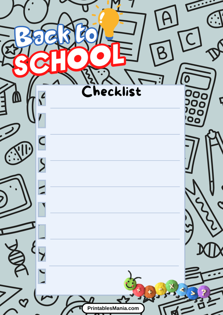 back to school checklist with highlighted important items