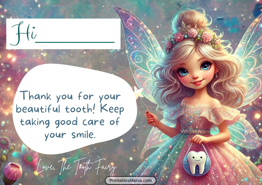 sweet tooth fairy letter for girls