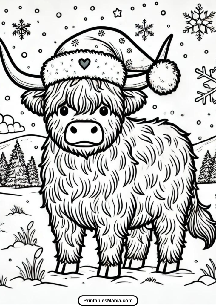 christmas cow coloring page