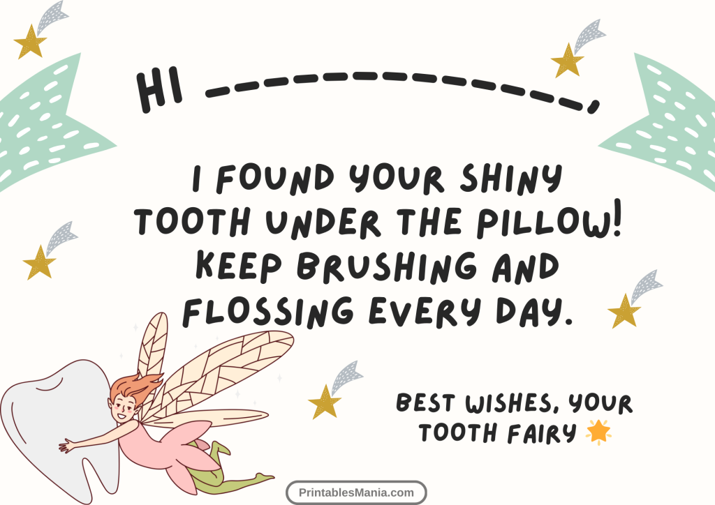 printable tooth fairy notes