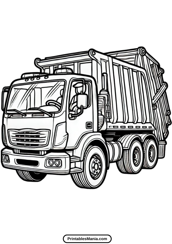 Garbage Truck Coloring Page - Printables Mania