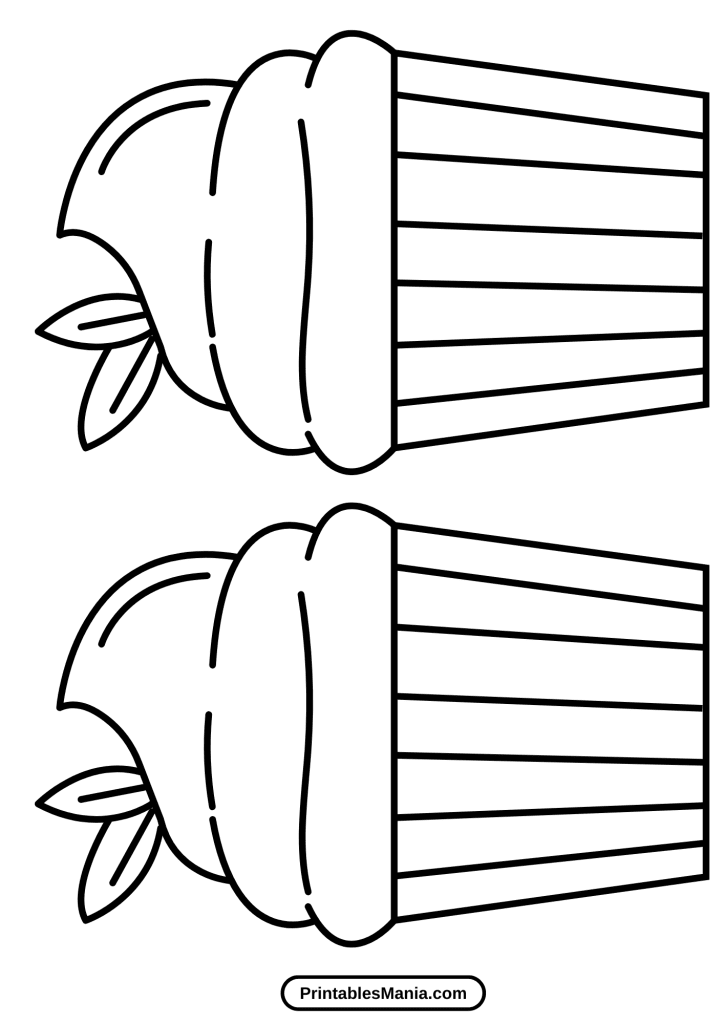 free cupcake template printable for coloring