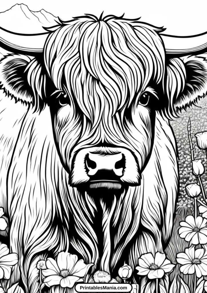 highland cow coloring sheet