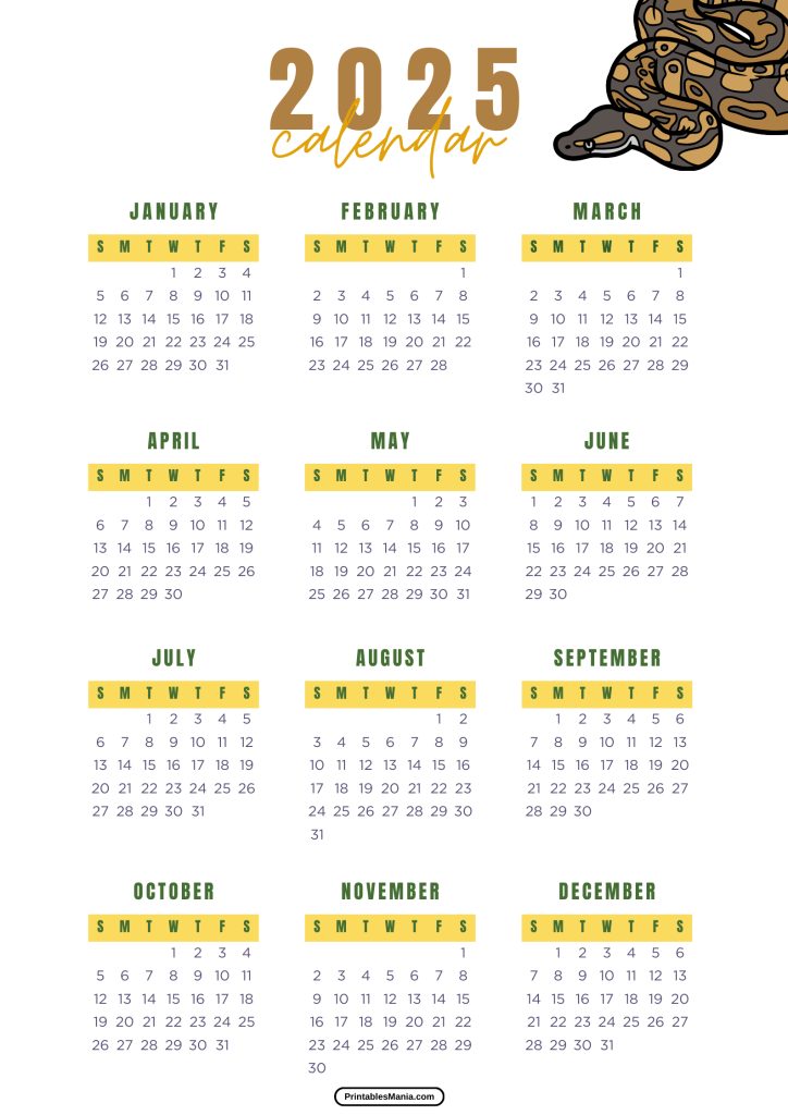 free printable yearly calendar 2025