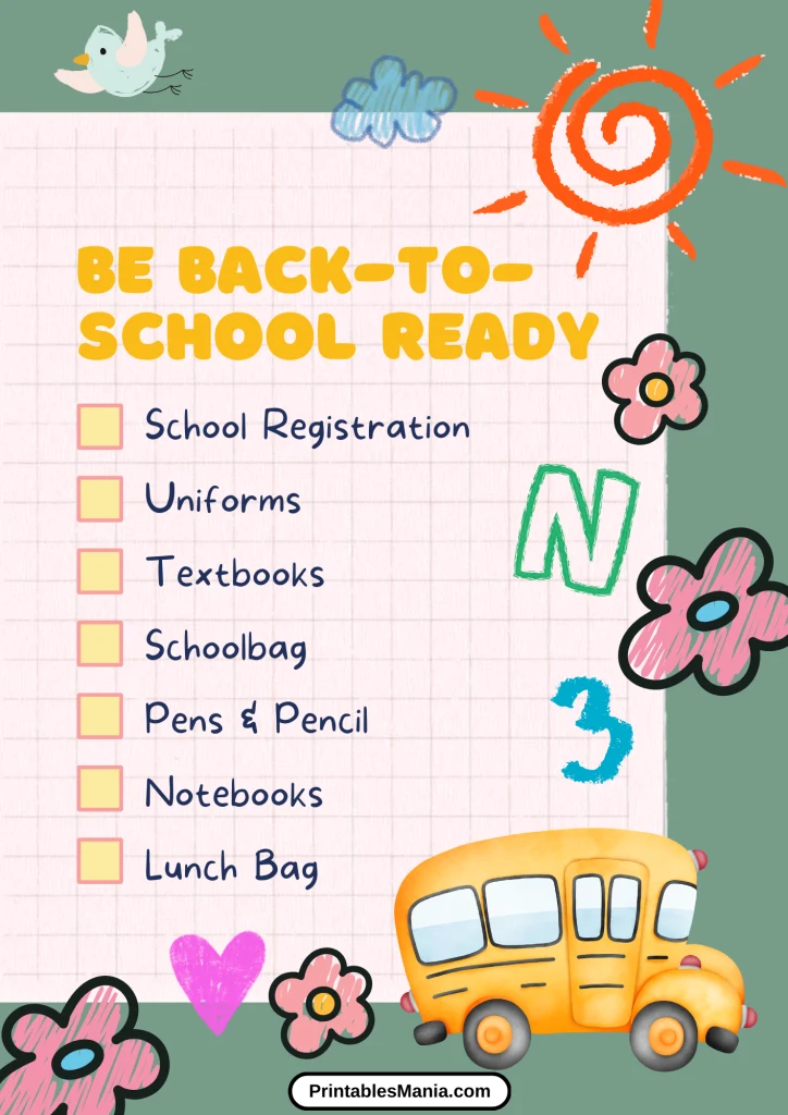 free downloadable back to school checklist for all grades