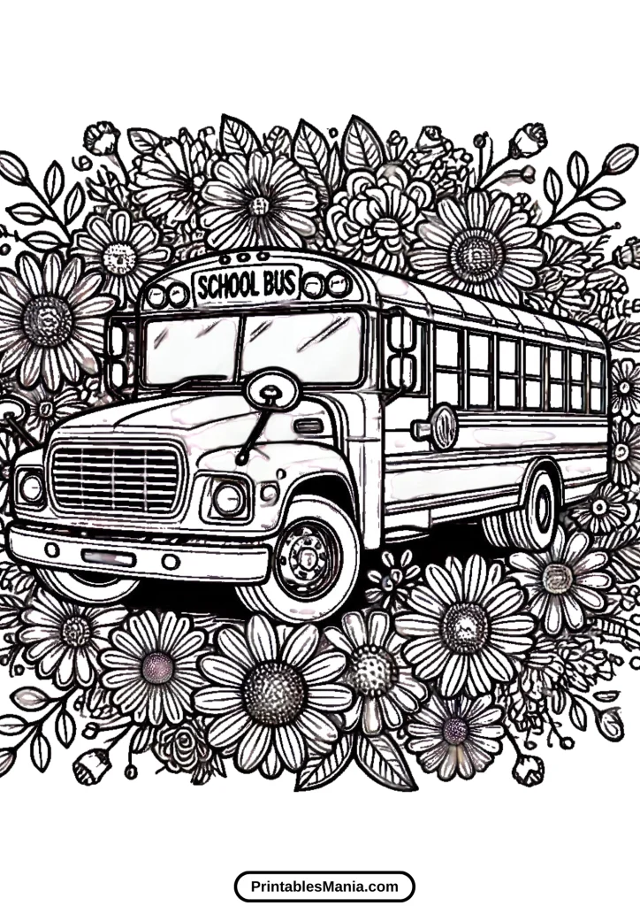 printable school bus art for kids to color