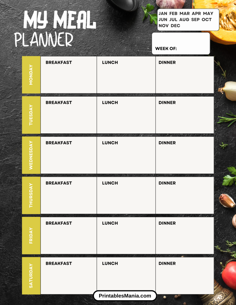 weekly menu planner PDF for healthy meals