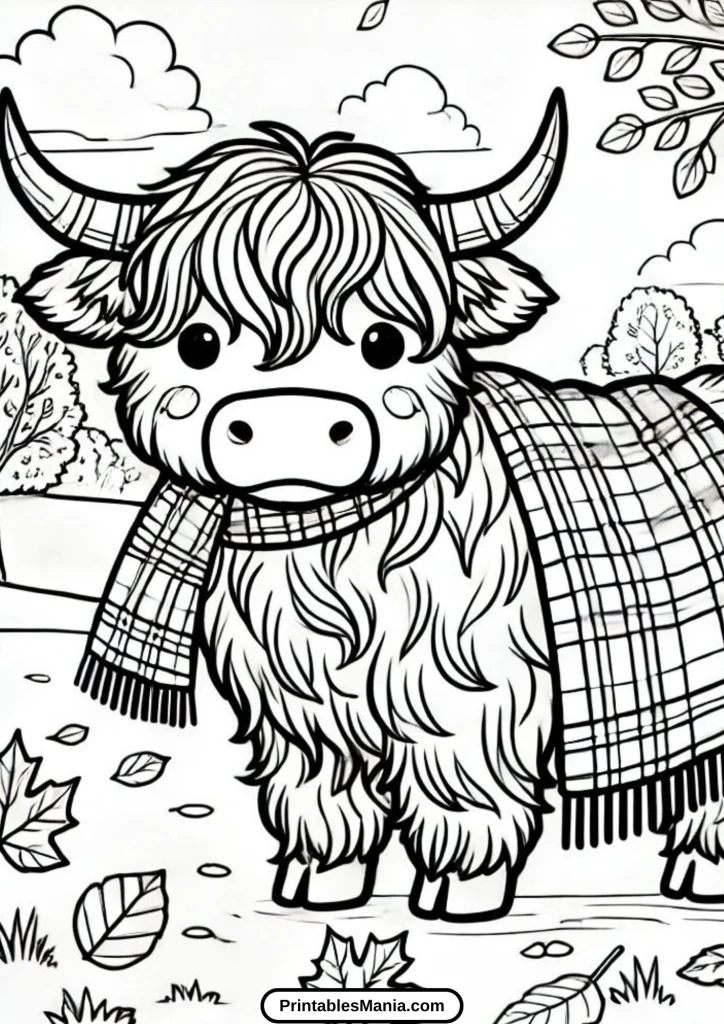 printable highland cow picture for coloring