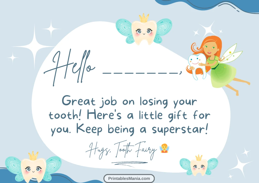 tooth fairy note free printable