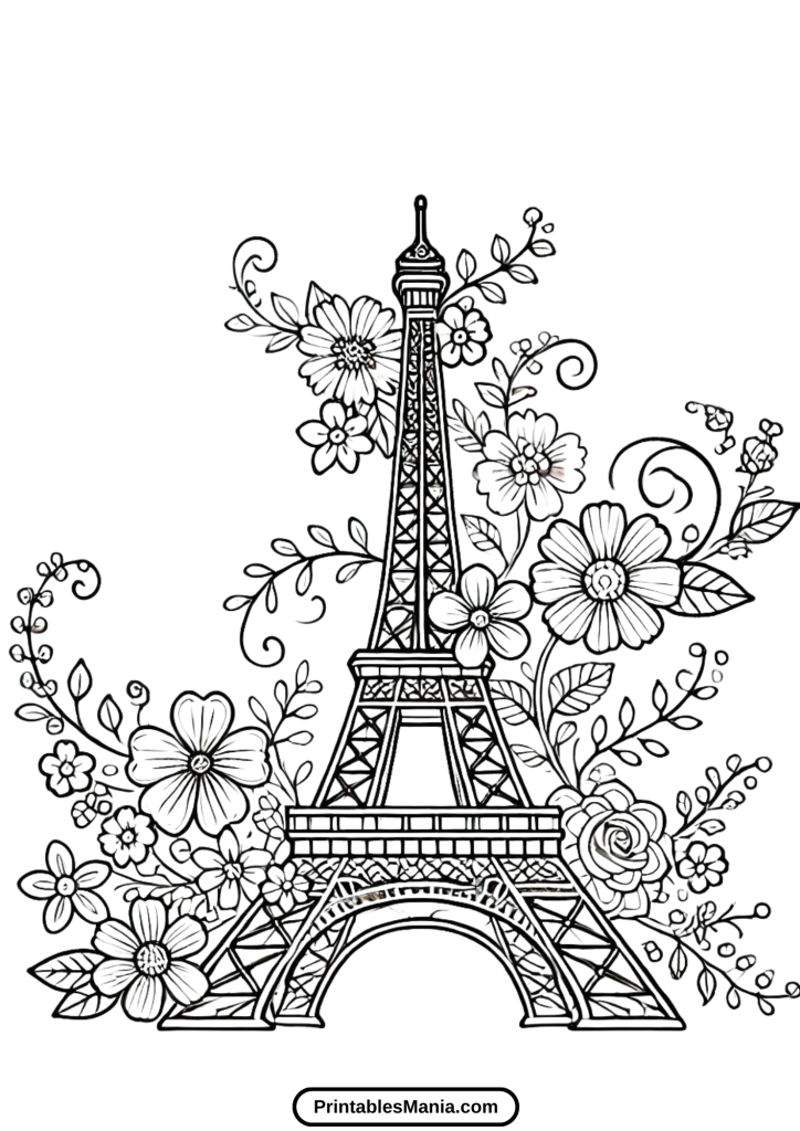 coloring pages of eiffel tower