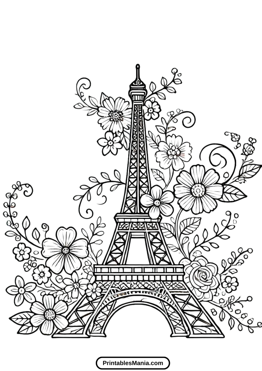 Eiffel Tower Coloring Page - Printables Mania