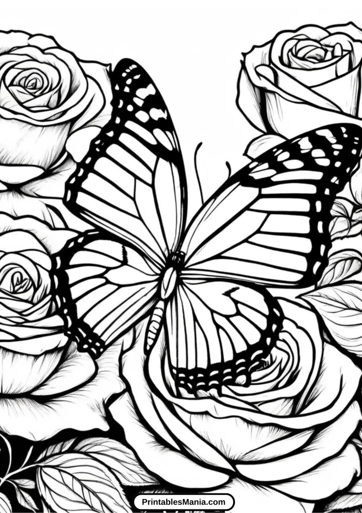 flower and butterfly coloring pages