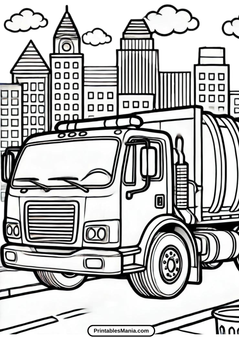 Garbage Truck Coloring Page - Printables Mania