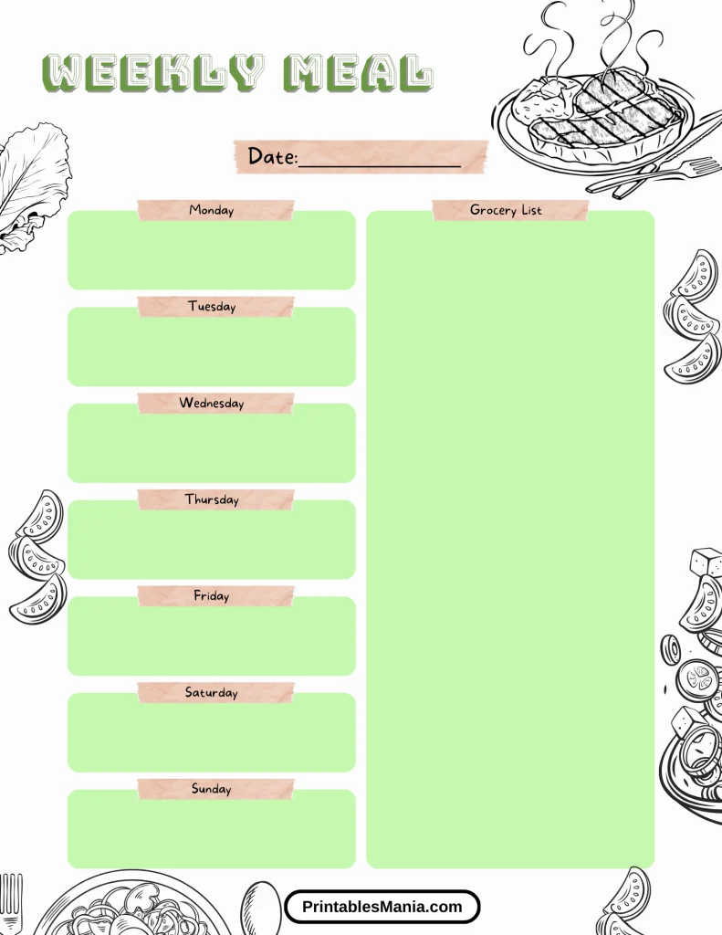 printable meal plan template free