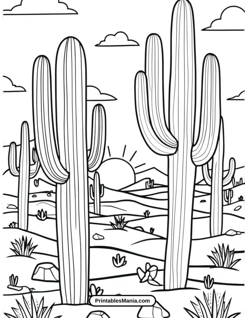 nature-inspired printable landscape coloring page