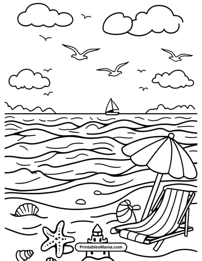 detailed nature scene coloring sheet for relaxation