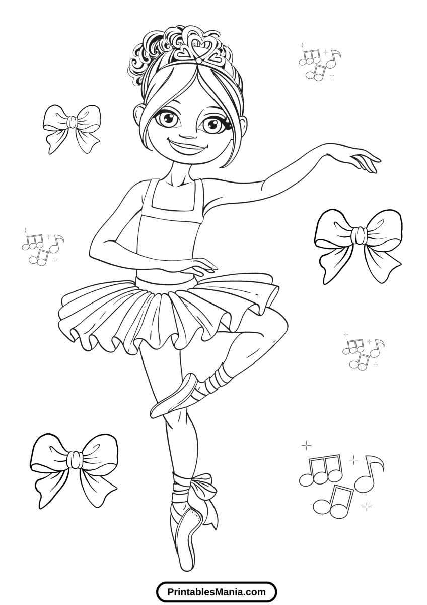 Ballerina Coloring Pages - Printables Mania