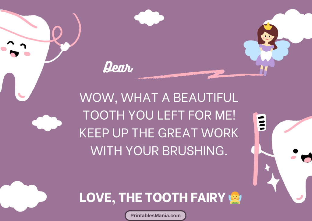 note from tooth fairy printable