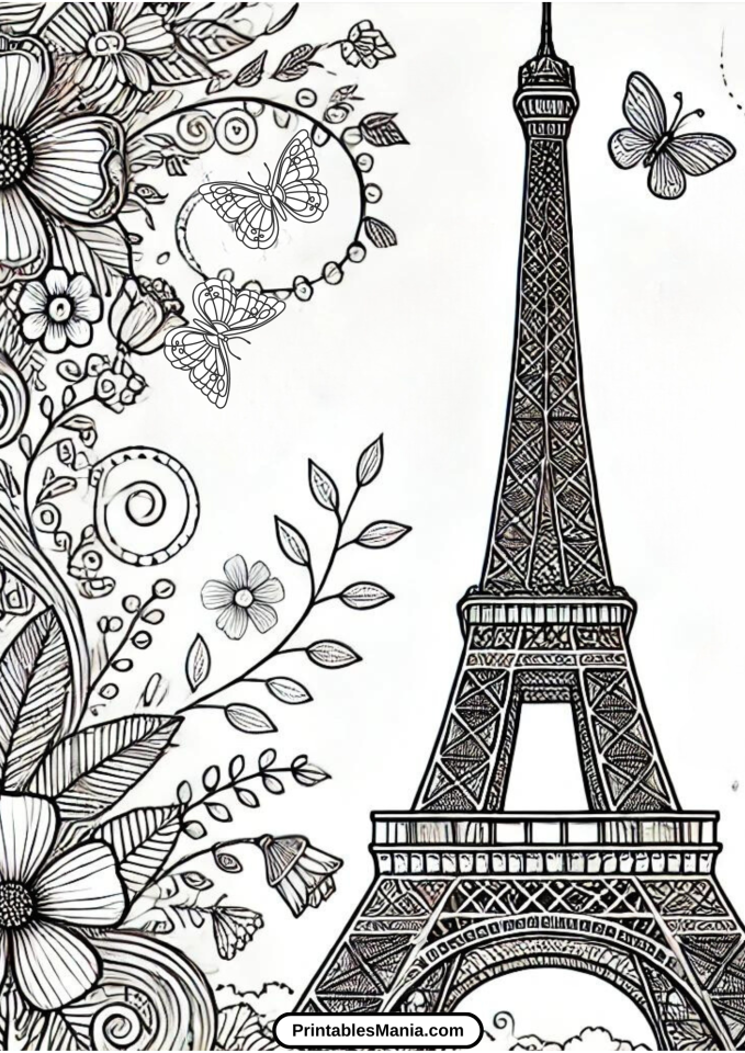 Eiffel Tower Coloring Page - Printables Mania