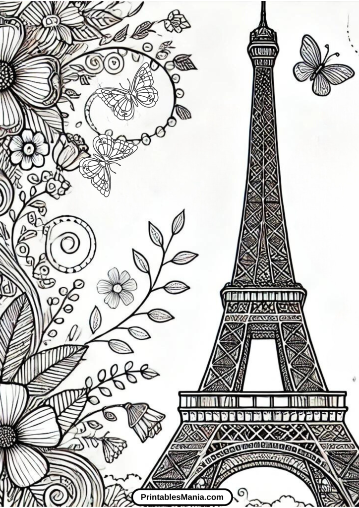 coloring pages of the eiffel tower