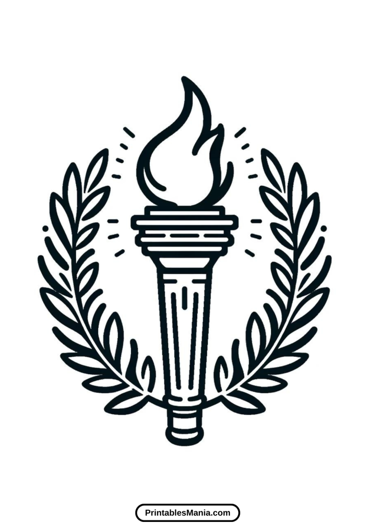 printable olympic torch and flame coloring page