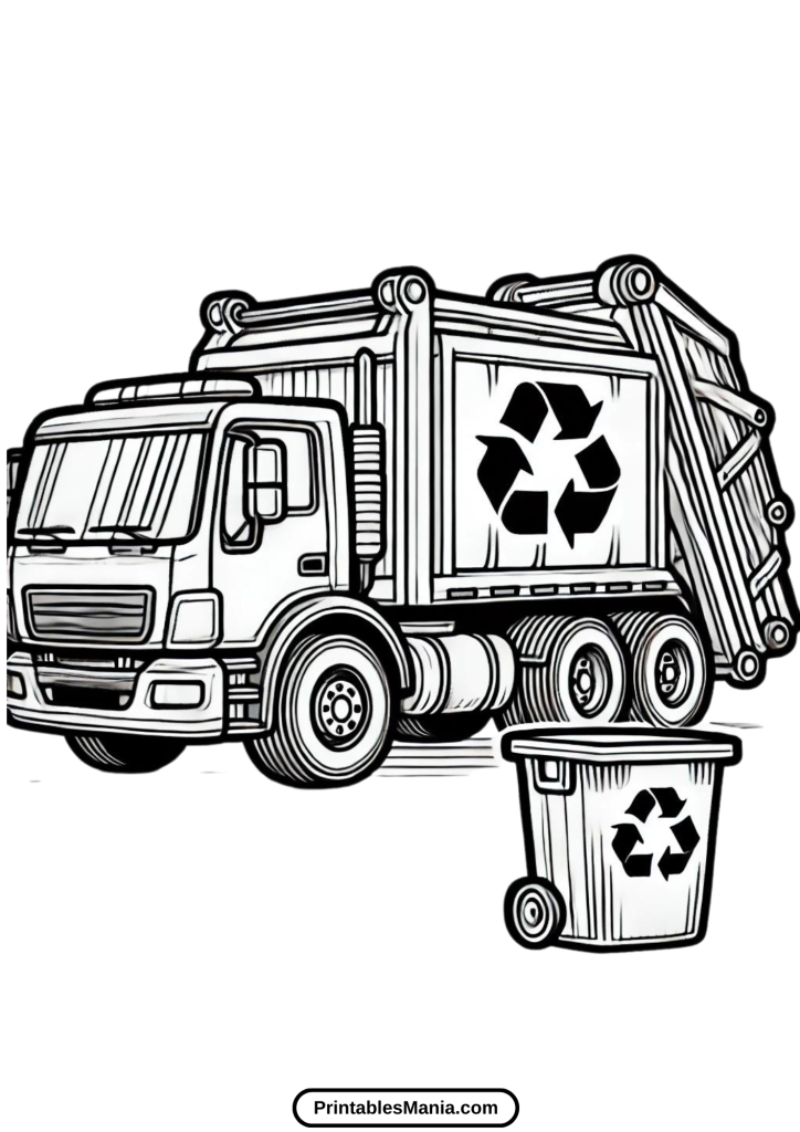 coloring page of garbage truck