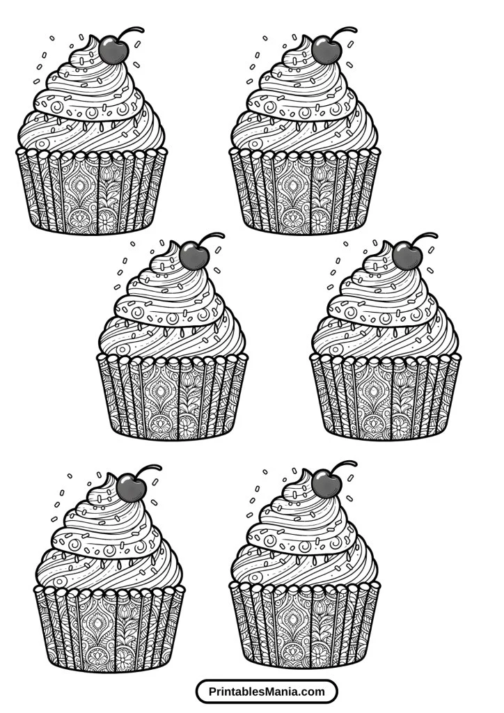 detailed cupcake template with sprinkles