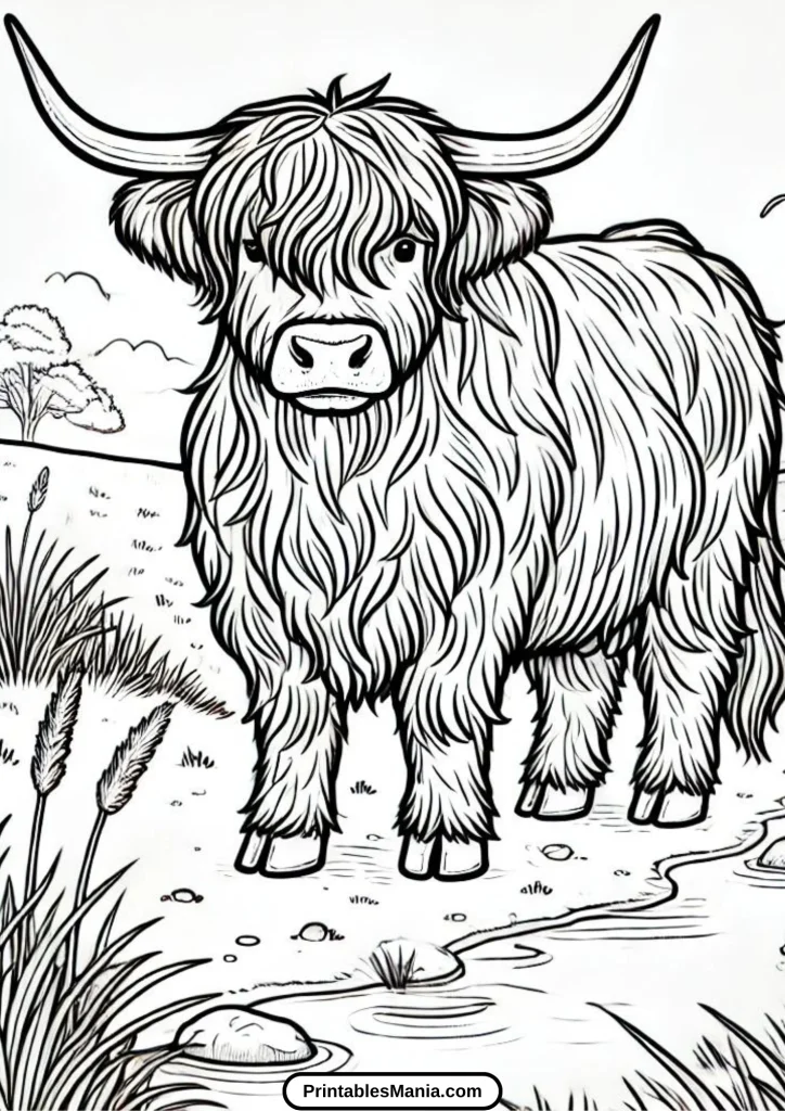 highland cow coloring pages for adults