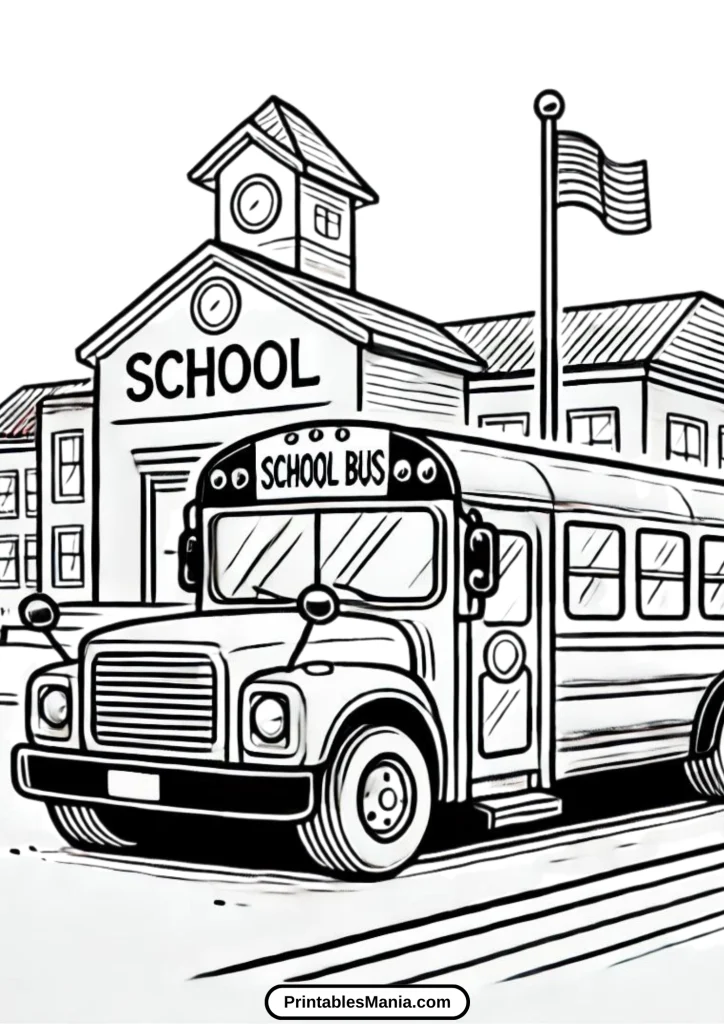 simple school bus illustration to color