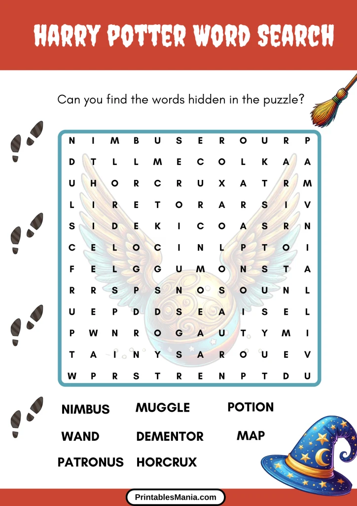 fun harry potter-themed word search for kids and adults