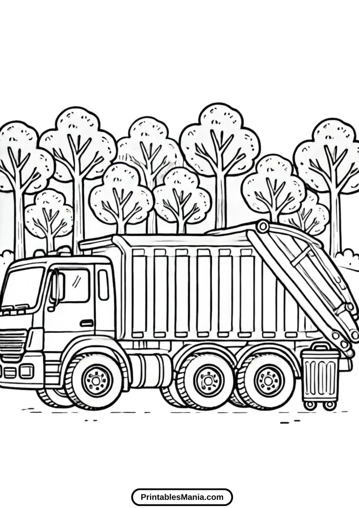 easy garbage truck coloring page