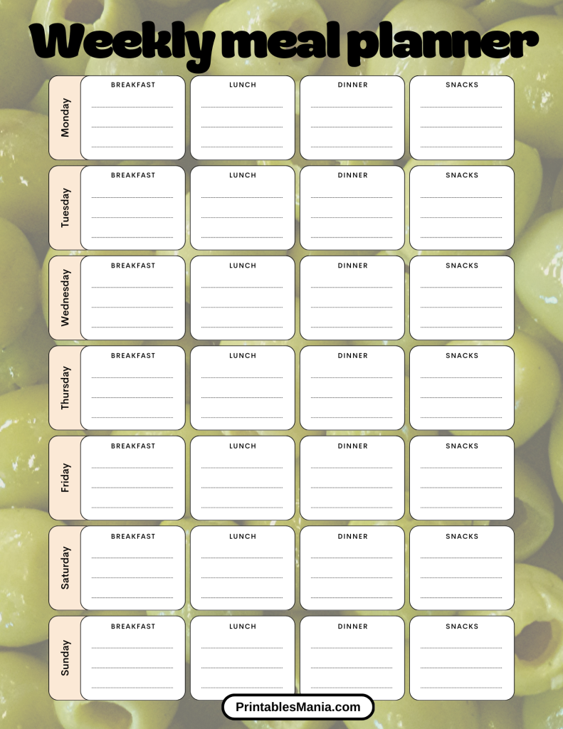 free printable meal planner