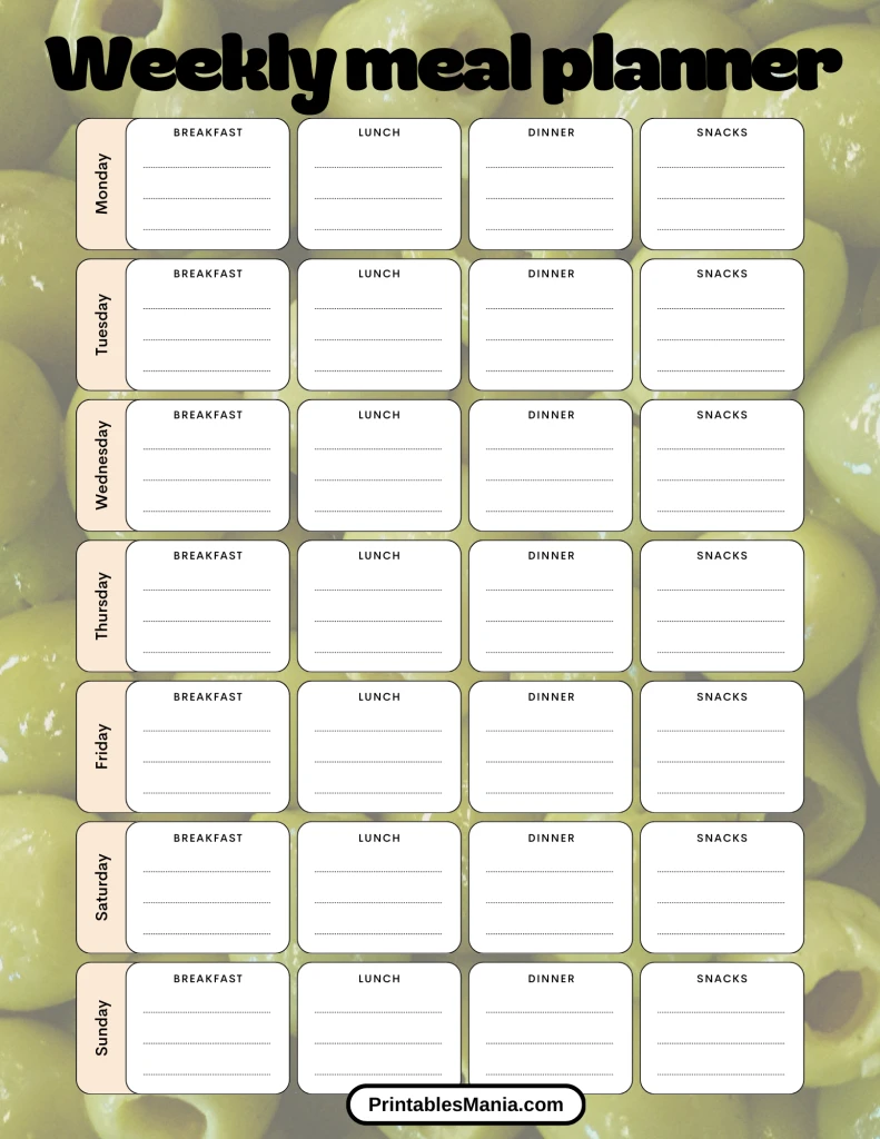 free printable meal planner