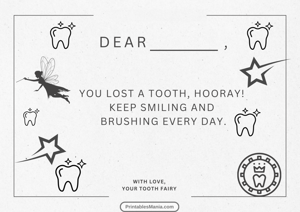 a note from the tooth fairy free printable