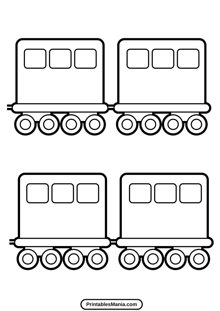 easy train coloring page template for toddlers