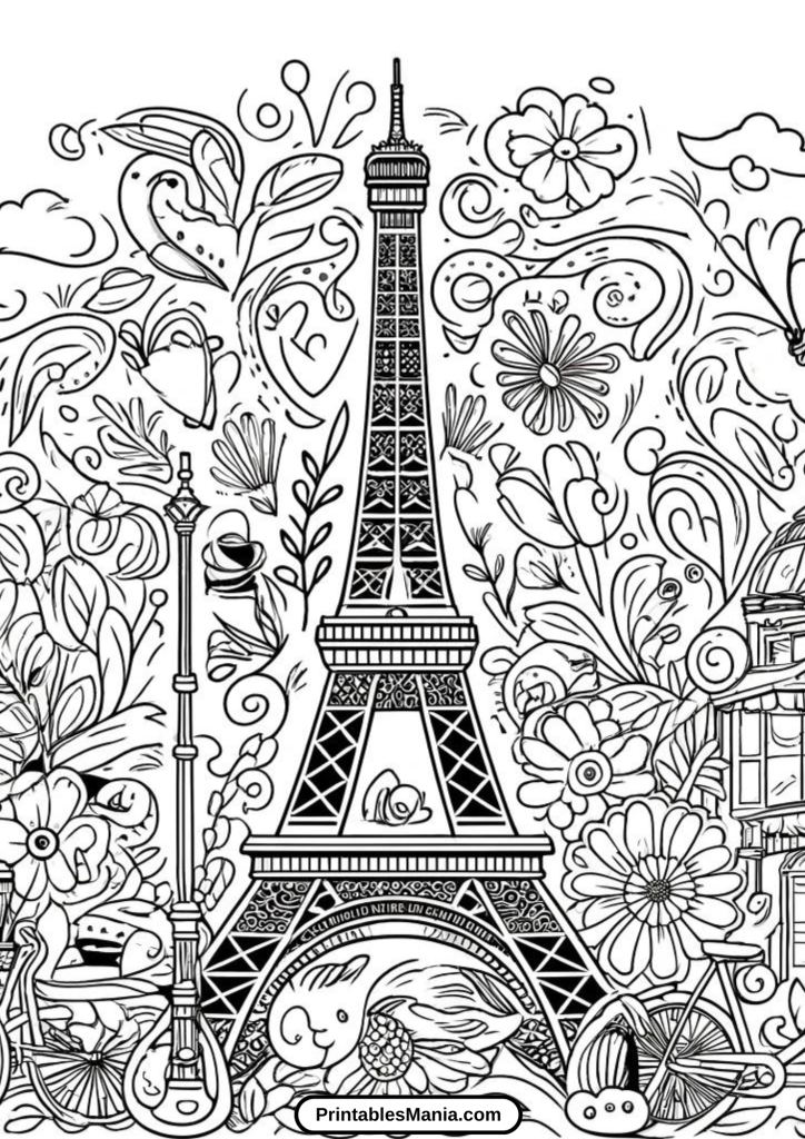 coloring pages eiffel tower paris