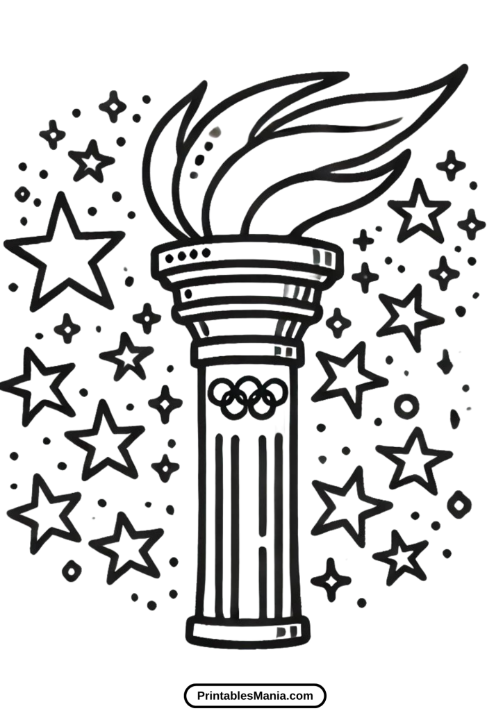 olympic torch with stars coloring page