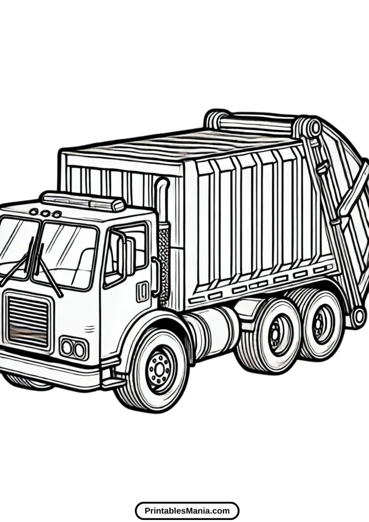 free printable garbage truck coloring page pdf