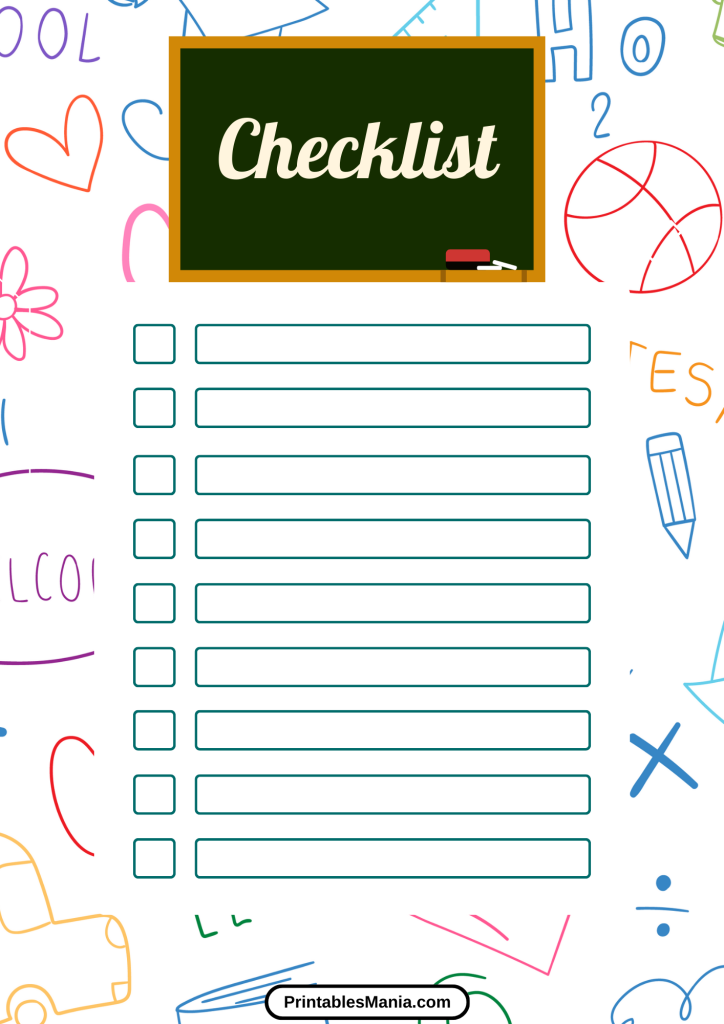 free back to school checklist template for parents and teachers