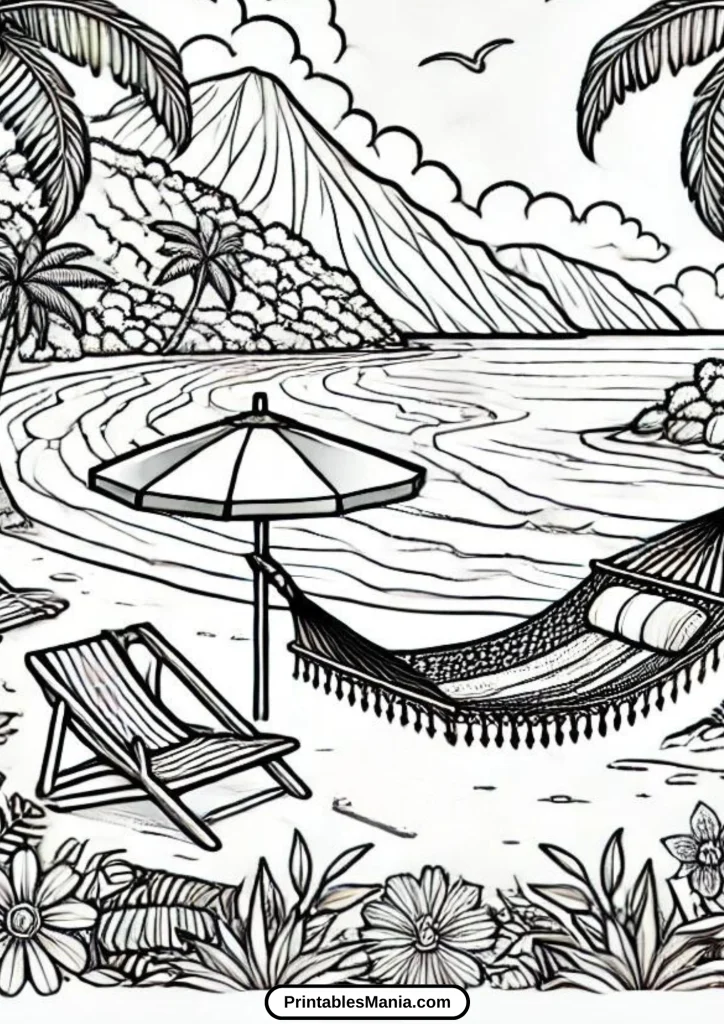 beach coloring page pdf