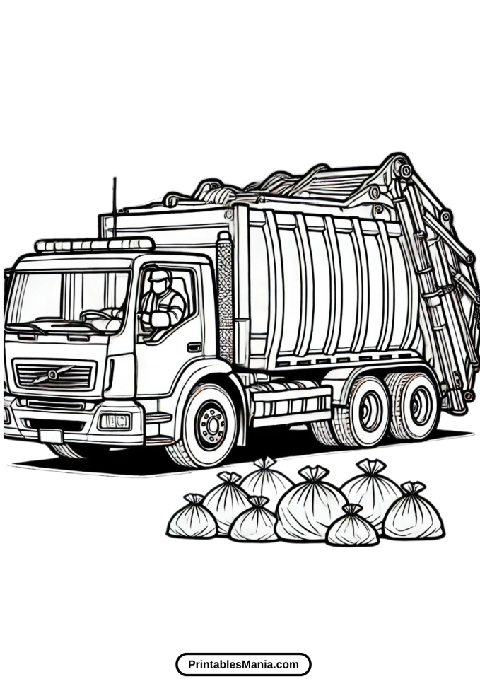 Garbage Truck Coloring Page - Printables Mania
